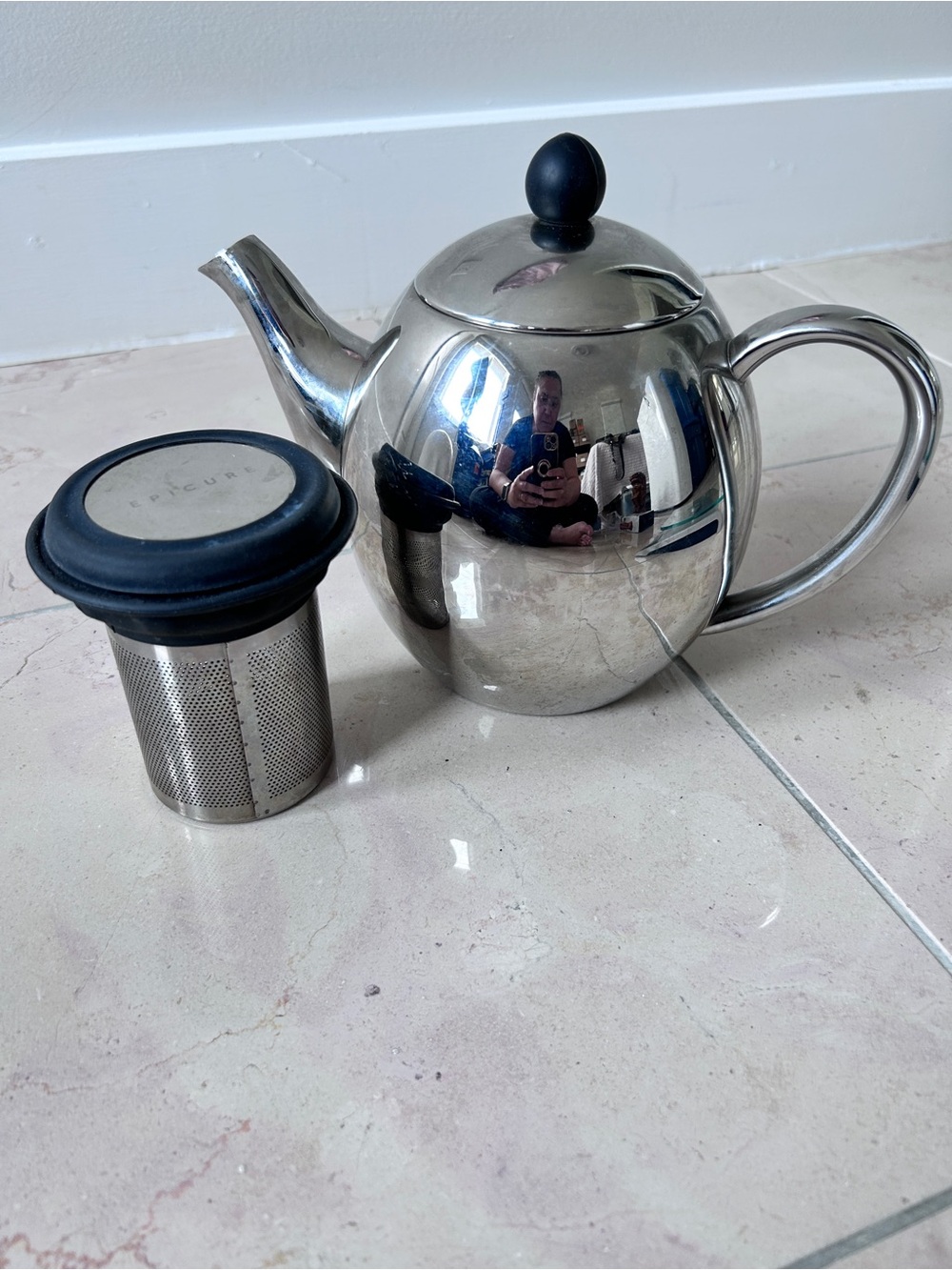 Epicure Stainless Steel Teapot with lid Removable Infuser for teapot or Mug